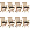 Image de Chaises De Jardin Avec Coussins Noir Lot De 8 Bois Teck Massif Vidaxl