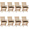 Image de Chaises De Jardin Avec Coussins Taupe Lot De 8 Bois Teck Massif Vidaxl