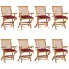 Image de Chaises De Jardin Avec Coussins Bordeaux Lot De 8 Teck Massif Vidaxl