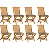Image de Chaises De Jardin Et Coussins Gris Lot De 8 Bois De Teck Massif Vidaxl