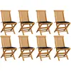 Image de Chaises De Jardin Et Coussins Noir Lot De 8 Bois De Teck Massif Vidaxl