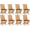 Image de Chaises De Jardin Avec Coussins Bordeaux Lot De 8 Teck Massif Vidaxl