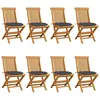 Image de Chaises De Jardin Avec Coussins Anthracite Lot De 8 Teck Massif Vidaxl