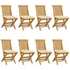 Image de Chaises De Jardin Et Coussins Blanc Crème Lot De 8 Teck Massif Vidaxl