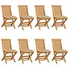 Image de Chaises De Jardin Et Coussins Beige Lot De 8 Bois Teck Massif Vidaxl