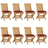 Image de Chaises De Jardin Avec Coussins Bordeaux Lot De 8 Teck Massif Vidaxl