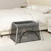 Image de Parc Pour Bébé Avec Matelas Gris Foncé Tissu De Lin Vidaxl
