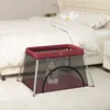 Image de Parc Pour Bébé Avec Matelas Rouge Tissu De Lin Vidaxl