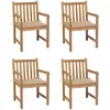 Image de Chaises De Jardin Lot De 4 Et Coussins Beige Bois Teck Solide Vidaxl