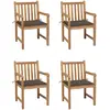Image de Chaises De Jardin Lot De 4 Et Coussins Taupe Bois Teck Solide Vidaxl