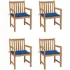 Image de Chaises De Jardin Lot De 4 Et Coussins Bleu Royal Bois De Teck Vidaxl