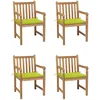 Image de Chaises De Jardin Lot De 4 Avec Coussins Vert Vif Bois De Teck Vidaxl