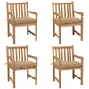 Image de Chaises De Jardin Lot De 4 Et Coussins Beige Bois Teck Solide Vidaxl