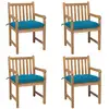 Image de Chaises De Jardin Lot De 4 Avec Coussins Bleu Clair Teck Solide Vidaxl
