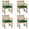Image de Chaises De Jardin Lot De 4 Et Coussins Vert Bois De Teck Solide Vidaxl