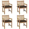 Image de Chaises De Jardin Lot De 4 Et Coussins Taupe Bois Teck Solide Vidaxl
