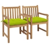Image de Chaises De Jardin Lot De 4 Avec Coussins Vert Vif Teck Solide Vidaxl