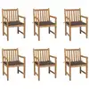 Image de Chaises De Jardin Lot De 6 Et Coussins Taupe Bois Teck Massif Vidaxl