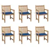 Image de Chaises De Jardin Lot De 6 Et Coussins Bleu Royal Bois De Teck Vidaxl