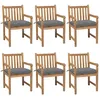 Image de Chaises De Jardin Lot De 6 Et Coussins Gris Bois De Teck Solide Vidaxl