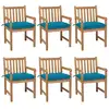 Image de Chaises De Jardin Lot De 6 Avec Coussins Bleu Clair Teck Solide Vidaxl