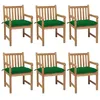 Image de Chaises De Jardin Lot De 6 Et Coussins Vert Bois De Teck Solide Vidaxl