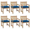 Image de Chaises De Jardin Lot De 6 Et Coussins Bleu Bois De Teck Solide Vidaxl