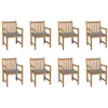 Image de Chaises De Jardin Lot De 8 Avec Coussins Gris Bois Teck Massif Vidaxl