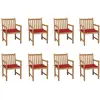 Image de Chaises De Jardin Lot De 8 Avec Coussins Rouge Bois Teck Massif Vidaxl