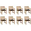 Image de Chaises De Jardin Lot De 8 Avec Coussins Noir Bois Teck Massif Vidaxl