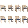 Image de Chaises De Jardin Lot De 8 Avec Coussins Bleu Royal Bois Teck Vidaxl