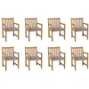 Image de Chaises De Jardin Lot De 8 Et Coussins Carreaux Gris Bois Teck Vidaxl