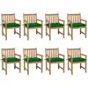 Image de Chaises De Jardin Lot De 8 Avec Coussins Vert Bois Teck Solide Vidaxl