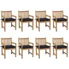 Image de Chaises De Jardin Lot De 8 Avec Coussins Noir Bois Teck Solide Vidaxl