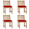 Image de Chaises De Jardin Lot De 4 Avec Coussins Bois De Teck Massif Vidaxl