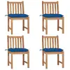 Image de Chaises De Jardin Lot De 4 Avec Coussins Bois De Teck Massif Vidaxl