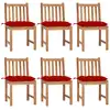 Image de Chaises De Jardin Lot De 6 Avec Coussins Bois De Teck Massif Vidaxl