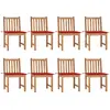 Image de Chaises De Jardin Lot De 8 Avec Coussins Bois De Teck Massif Vidaxl