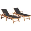 Image de Chaises Longues Lot De 2 Avec Coussin Anthracite Teck Solide Vidaxl