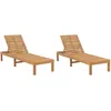 Image de Chaises Longues Lot De 2 Bois De Teck Solide Vidaxl