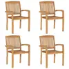 Image de Chaises De Jardin Empilables Lot De 4 Bois De Teck Solide Vidaxl