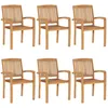 Image de Chaises De Jardin Empilables 6 Pcs Bois De Teck Solide Vidaxl