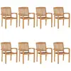 Image de Chaises De Jardin Empilables 8 Pcs Bois De Teck Solide Vidaxl