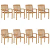 Image de vidaXL Chaises de jardin empilables 8 pcs Bois de teck solide