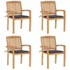 Image de Chaises De Jardin Empilables Avec Coussins Lot De 4 Teck Solide Vidaxl