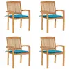 Image de Chaises De Jardin Empilables Avec Coussins Lot De 4 Teck Solide Vidaxl