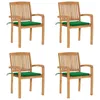 Image de Chaises De Jardin Empilables Avec Coussins Lot De 4 Teck Solide Vidaxl