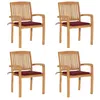 Image de Chaises De Jardin Empilables Avec Coussins Lot De 4 Teck Solide Vidaxl