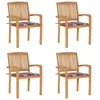 Image de Chaises De Jardin Empilables Avec Coussins Lot De 4 Teck Solide Vidaxl