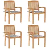 Image de Chaises De Jardin Empilables Avec Coussins Lot De 4 Teck Solide Vidaxl